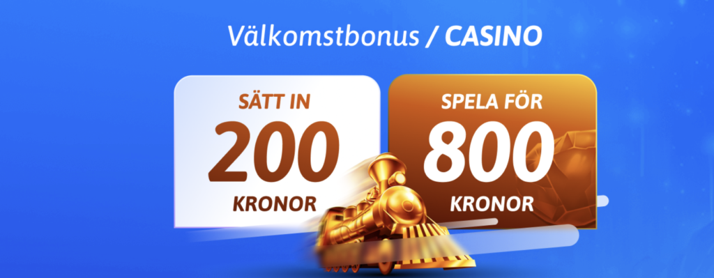 Casino & Live-casino: 300% upp till 200 kronor – Maxbonus 600 kr.